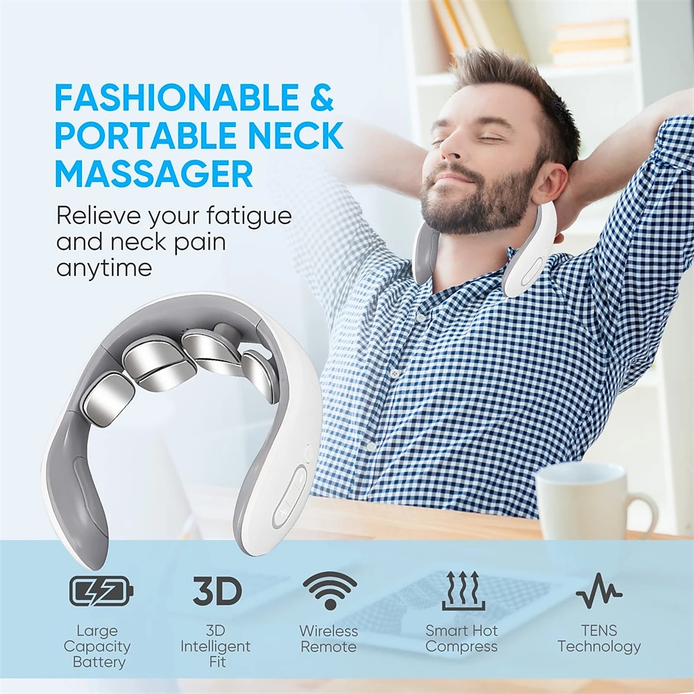 Neck Massager,intelligent Portable Neck Massage With Heat Cordless