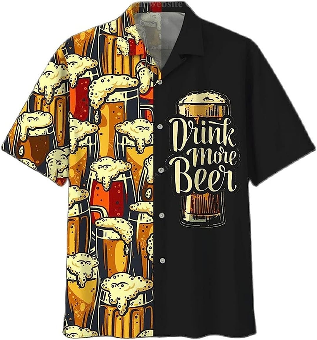 Homme Imprimés Photos Bière Chemise Chemise hawaïenne Chemise Aloha Manche Courte Tropique Mode Hawaïen Casual Hawaïen Vacances Eté Printemps Col rabattu Imprimer Bouton bas Jaune clair Noir Jaune de 2025 ? $24.99 –P5