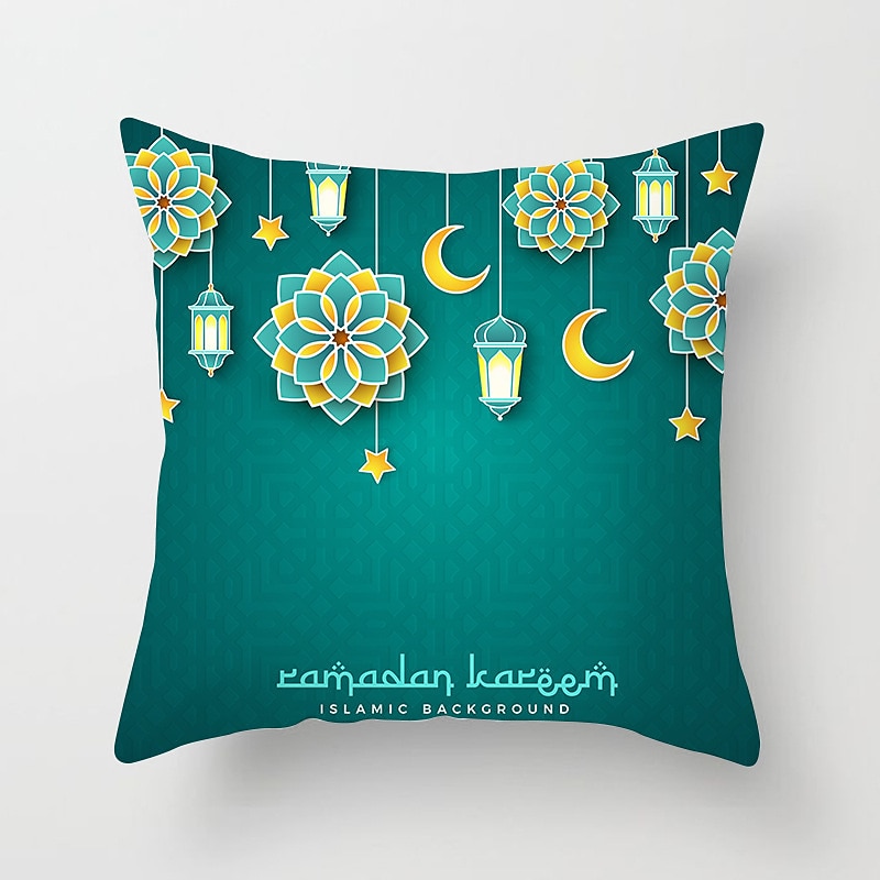 ramadan kareem kuddfodral eid mubarak 1 st mjukt dekorativt fyrkantigt kuddfodral örngott för sovrum vardagsrum soffa soffstol maskintvättbar 2025 - $10.99 –P3