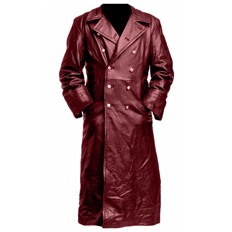 Set mit PU-Leder-Trenchcoat, gerades Bein, Motorradhose, Zylinder, Hut, Punk, Gothic, mittelalterlich, Steampunk, Pestdoktor, Herren, Reiter, Biker, lässig, täglich, Cosplay, Kostüm, Karneval, 2025 - $113.99 –P4