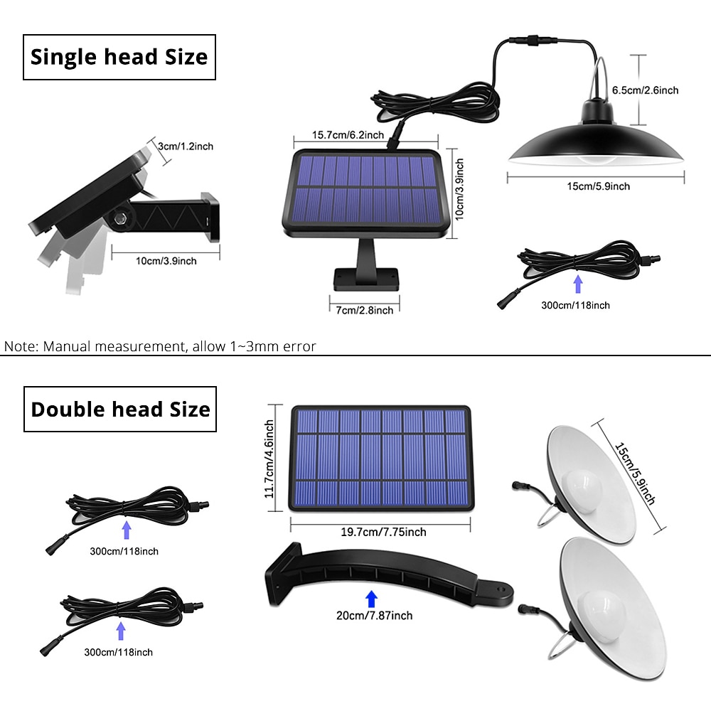 Solar Pendant Light Outdoor IP65 Waterproof 2 Head Indoor Solar Lamp with Cable Remote Controller for Courtyard Garden Indoor Lawn Landscape 2026 - $74.99 –P4