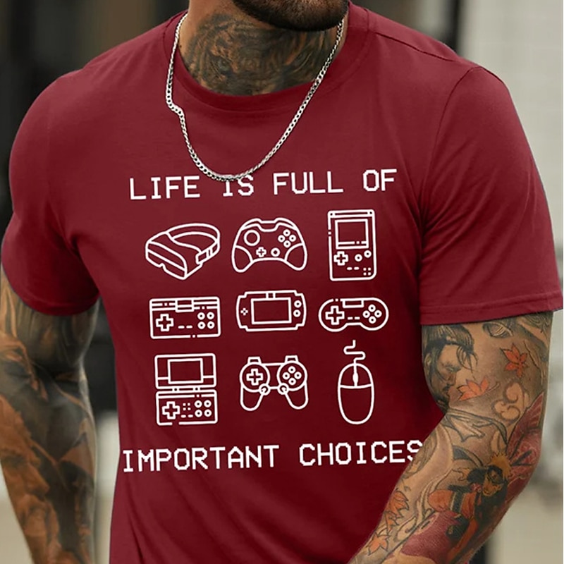 Per uomo Cartoni animati Stampe Grafiche Hobby Maglietta Maglietta grafica Cotone Maniche Corte Grafico Camicia Vinaccia Nero Bianco Maglietta comoda Vacanza Streetwear Abbigliamento di stilista del 2025 a $15.99 –P3