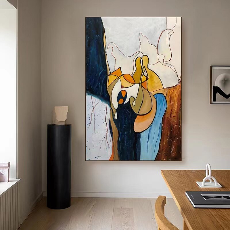 handgjord oljemålning canvas väggkonst dekoration modern abstrakt för heminredning rullad ramlös osträckt målning 2025 - $100.99 –P3