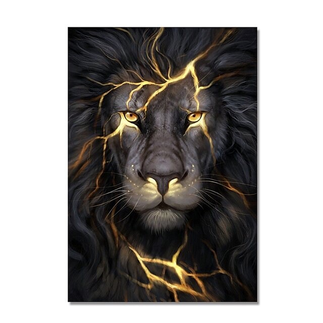 Affiches d'art mural noir et or lion clair sur toile peinture images d'animaux modernes pour salon décoration de la maison sans cadre de 2025 ? $17.49 –P12