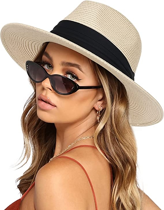 1 pcs Womens Mens Wide Brim Straw Panama Hat Fedora Summer Beach Sun Hat  Straw Hat for Women 2026 - $18.49 –P13