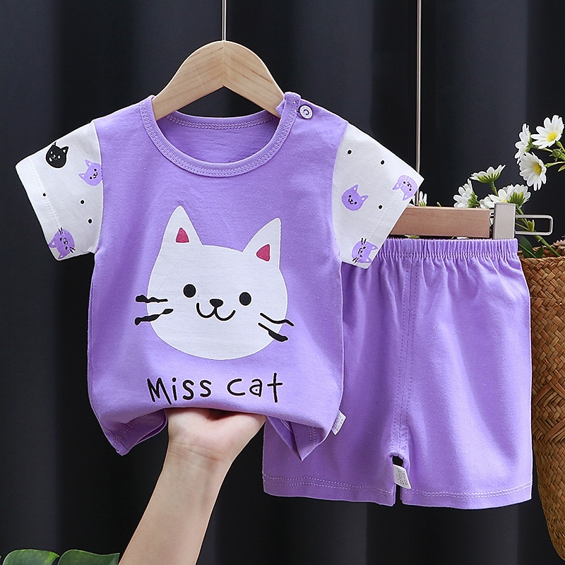 2 Pieces Toddler Boys T-shirt & Shorts Outfit Animal Cartoon Short Sleeve Cotton Set Outdoor Adorable Daily Summer Spring 3-7 Years 3 green teddy bears 9 spectacled bear 13 Stripes Bear 2025 - $10.99 –P3