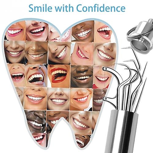 Juego de bolsillo para palillos de dientes de acero inoxidable portátil de 7 piezas, kit de limpieza de palillos de dientes de metal reutilizable con soporte para picnic al aire libre, camping, viajes 2025 - $7.99 -P7