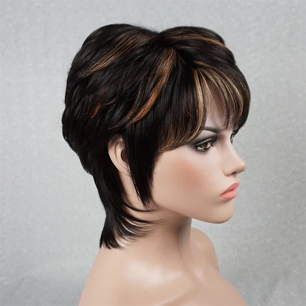 parrucca pixie cut per donne nere capelli umani vergini al 100% nessuno parrucche a strati frontali in pizzo con frangia capelli umani veri brasiliani parrucche pixie corte per donne nere uso del 2025 a $23.99 –P8