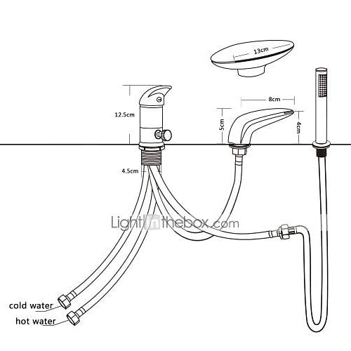 robinet de baignoire cascade monté sur le pont, robinet de salle de bain répandu baignoire robinet mélangeur de remplissage de baignoire romaine en laiton, pulvérisateur à 3 trous avec tuyau d'eau chaude froide de 2025 ? $170.99 –P1
