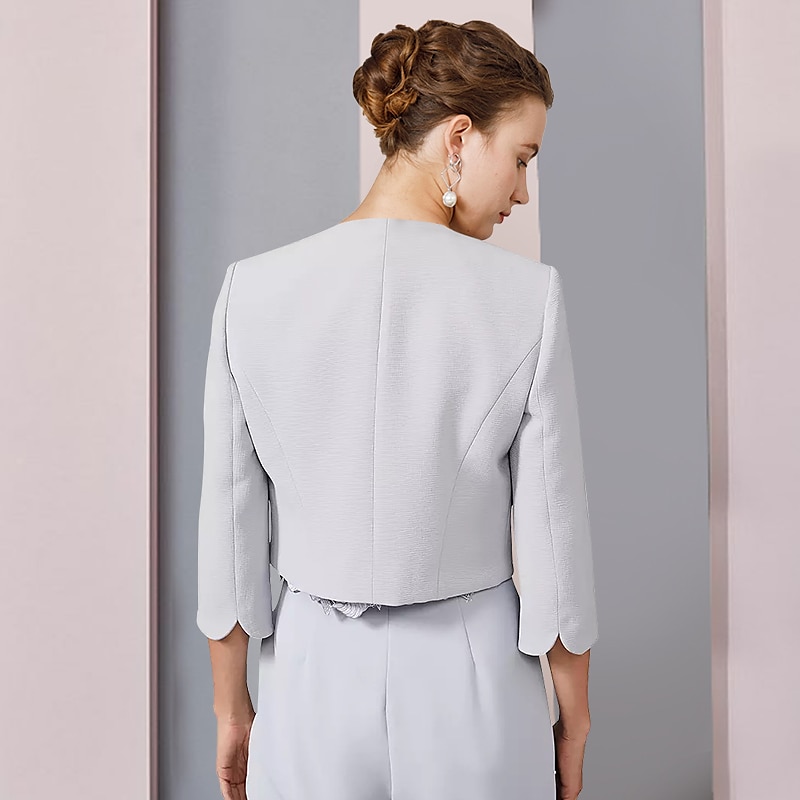 Pantsuit 3 Piece Mother of the Bride  Formal Wedding Guest Elegant Scoop Neck Ankle Length Chiffon Lace Sleeveless with Appliques free custom size 2025 - $159.99 –P2