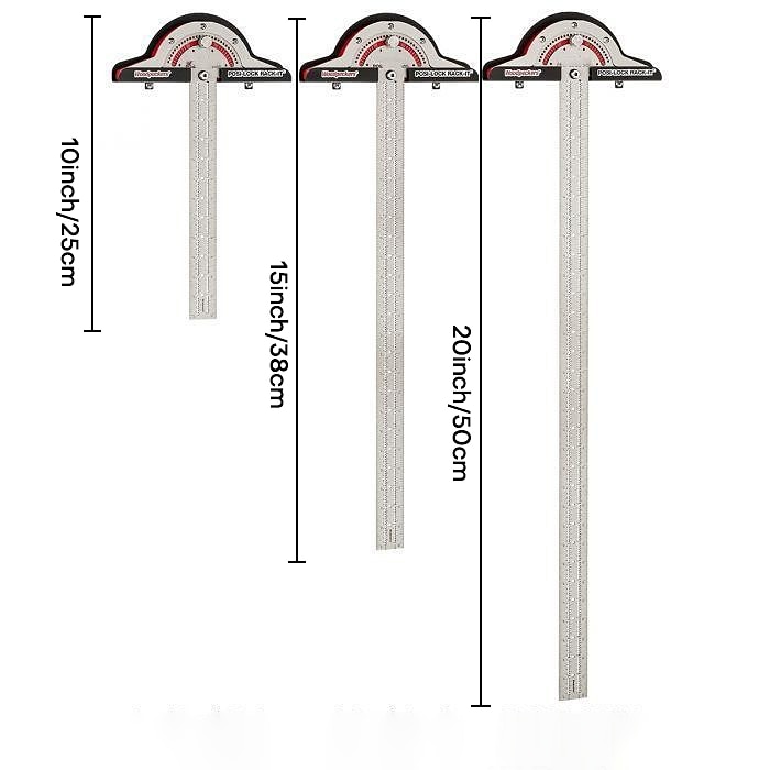 Règle de bord pour menuisier, règle de bord carré en acier inoxydable, ensemble de boussole et rapporteur pour le travail du bois, outil de mesure d'angle multifonction avec support de rangement mural uniquement impérial et non métrique de 2025 ? $21.99 –P1