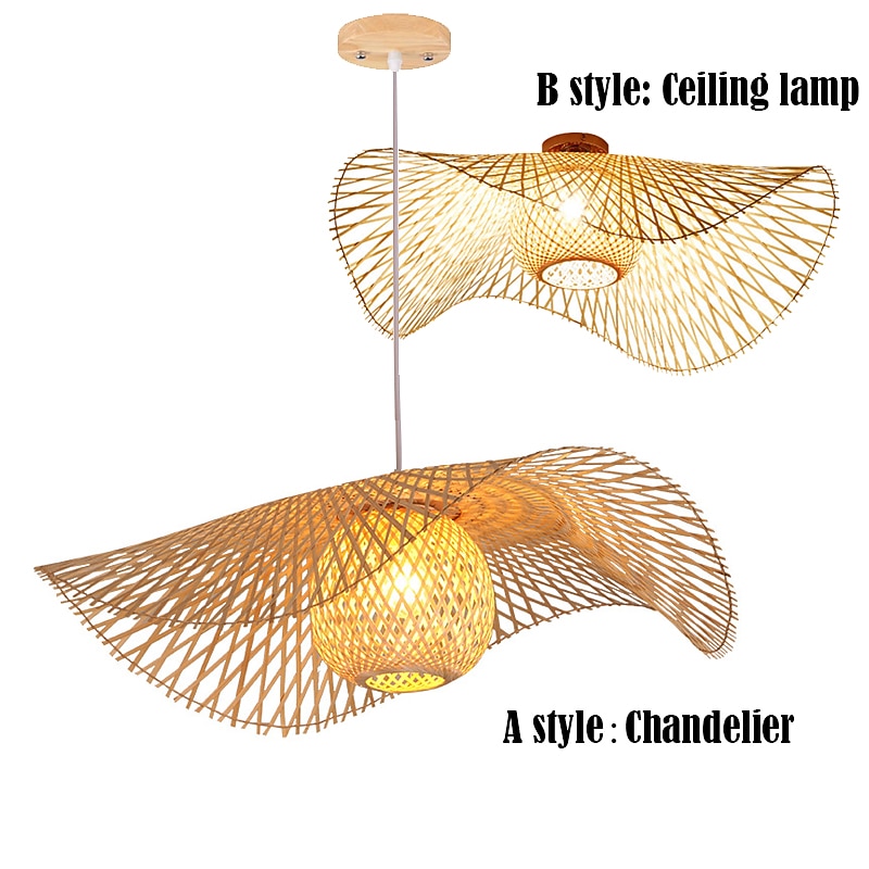 Bamboo Weaving  Ceiling Chandelier Retro Idyllic Style E26/E27 Chandelier Lighting is Applicable to Living Room Bedroom Restaurant Cafe Bar Restaurant Club 2026 - $189.99 –P1