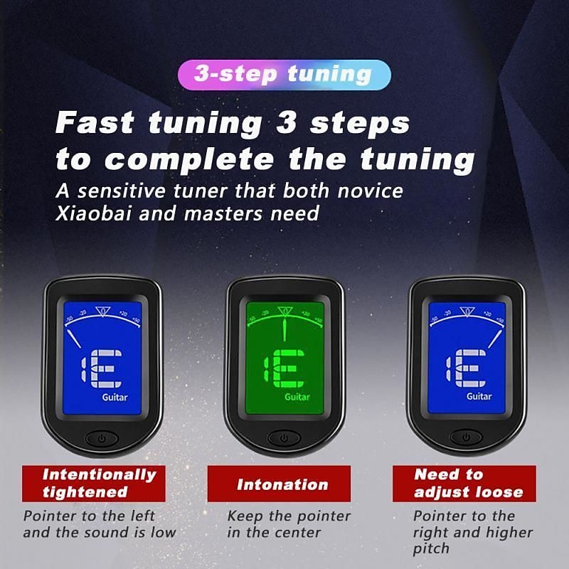 Guitar Tuner Digital Clip-On Tone Tuner for Electric Urikri Bass Violin Universal 360 Degree Rotatable Sensitive Built-in Batter 2025 - $12.99 –P3
