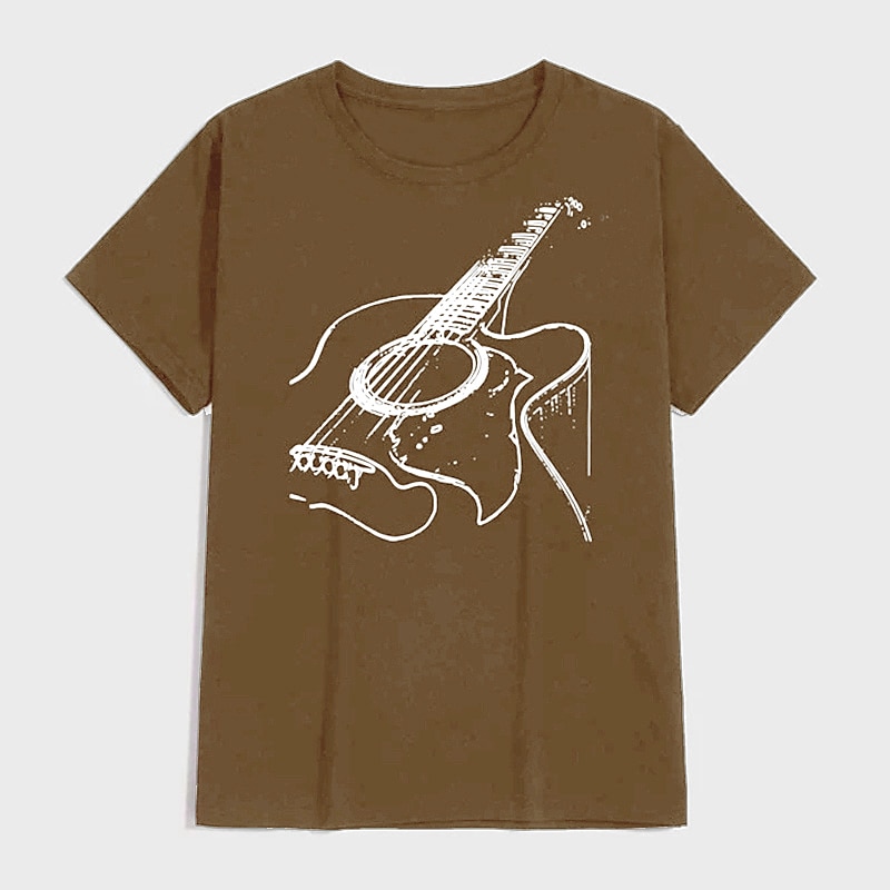 Herr t-shirt med akustisk gitarr grafisk kortärmad 2026 - $17.49 –P8