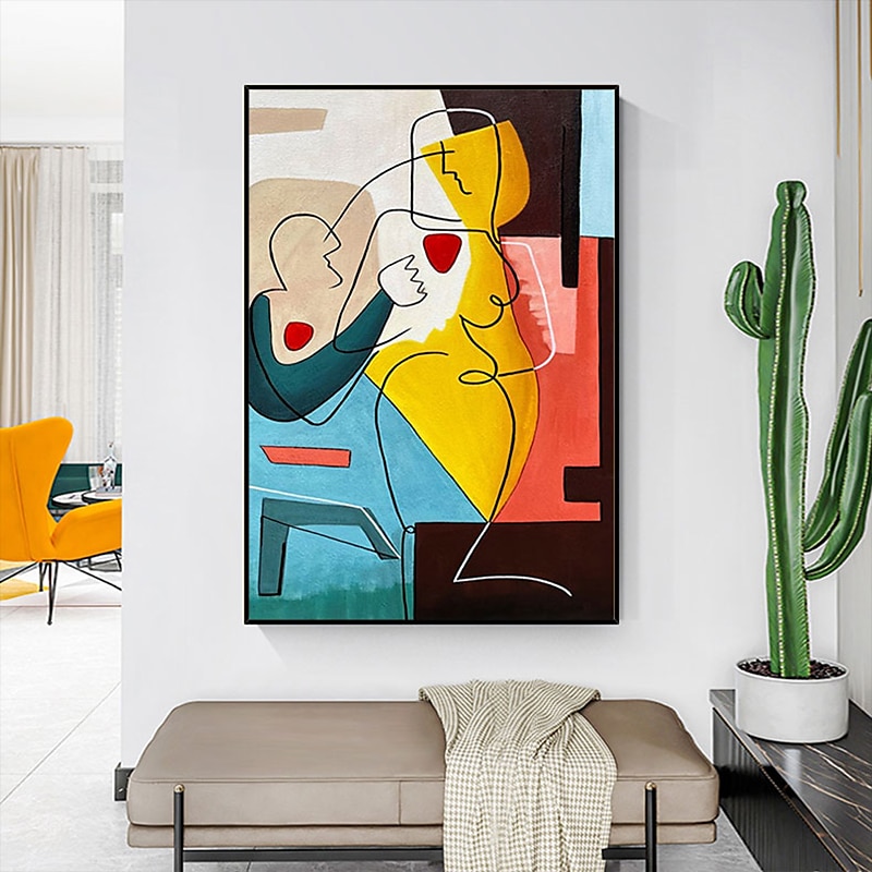 handgjord oljemålning canvas väggkonst dekoration pablo picasso stil tjej för heminredning rullad ramlös osträckt målning 2025 - $92.99 –P6