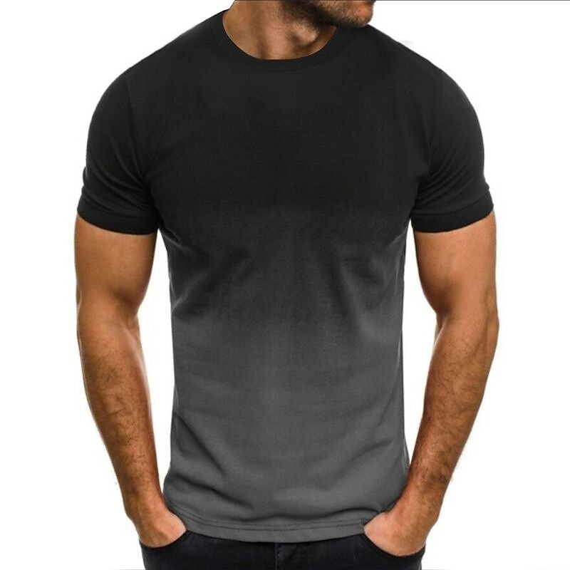 Men's T shirt Tee Tee Top Gradient Crew Neck Street Vacation Short Sleeves Clothing Apparel Fashion Sport Basic 2026 - $13.49 –P5