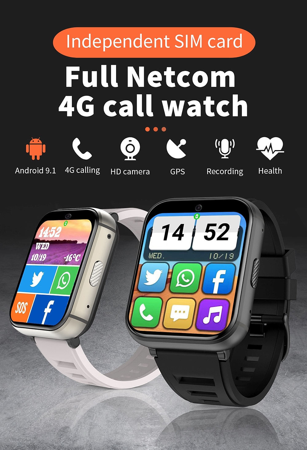 696 PG668 Smart Watch 2.08 inch 4G LTE Cellular Smartwatch Phone Bluetooth 4G Pedometer Activity Tracker Heart Rate Monitor Compatible with Android iOS Women Men GPS Hands-Free Calls Media Control IP 2025 - $227.59 –P1