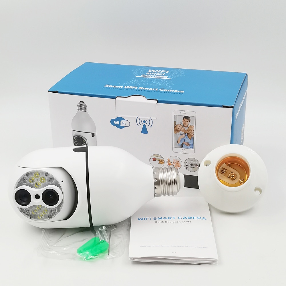 Upgraded Dual Lens 10XHybrid Zoom Light Bulb Security Camera WIFI 360 Auto Tracking Security Camera Color Night Vision Siren& Light Alarm PTZ IP Camera For Home Security 2025 - $52.99 –P13