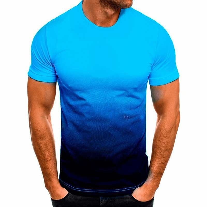 Men's T shirt Tee Tee Top Gradient Crew Neck Street Vacation Short Sleeves Clothing Apparel Fashion Sport Basic 2026 - $13.49 –P4