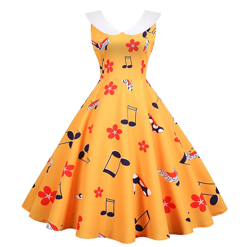 Retro / vintage 1950 Rochie de epoca Rochie leagăn Rochie Flare Note muzicale Pentru femei Carnaval Mascaradă Casul / Zilnic Petrecerea Burlăcițelor Adulți Rochie Rochii de acasă 2025 - $23.99 –P2