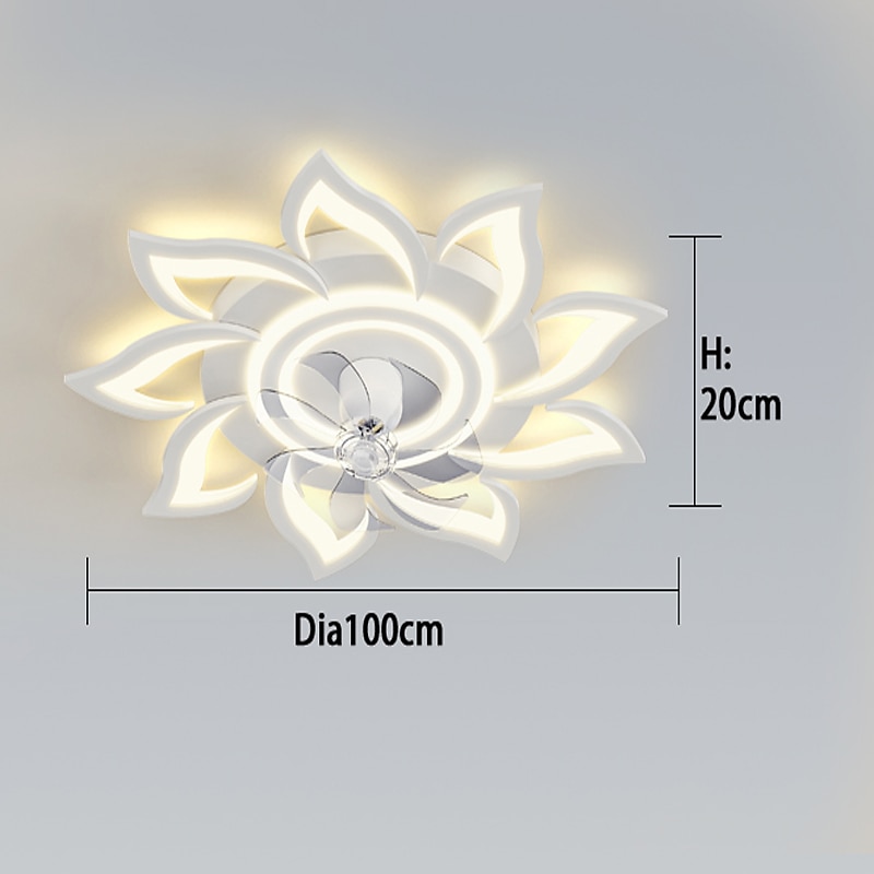 LED Ceiling Fans Dimmable with Remote Contral Flower Design Flush Mount Ceiling Lamp Acrylic Lampshade Chandelier Bedroom Living Room 2025 - $244.69 –P3