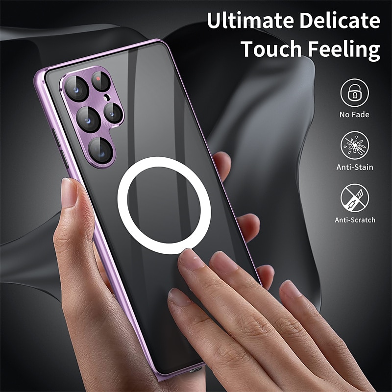 Phone Case For Samsung Galaxy S26 Ultra Plus S25 S24 S23 S22 S21 Ultra Plus Full Body Case Magnetic Adsorption With Magsafe Portable Flip Clear Transparent Solid Colored Aluminum Alloy Plastic 2026 - $28.99 –P3