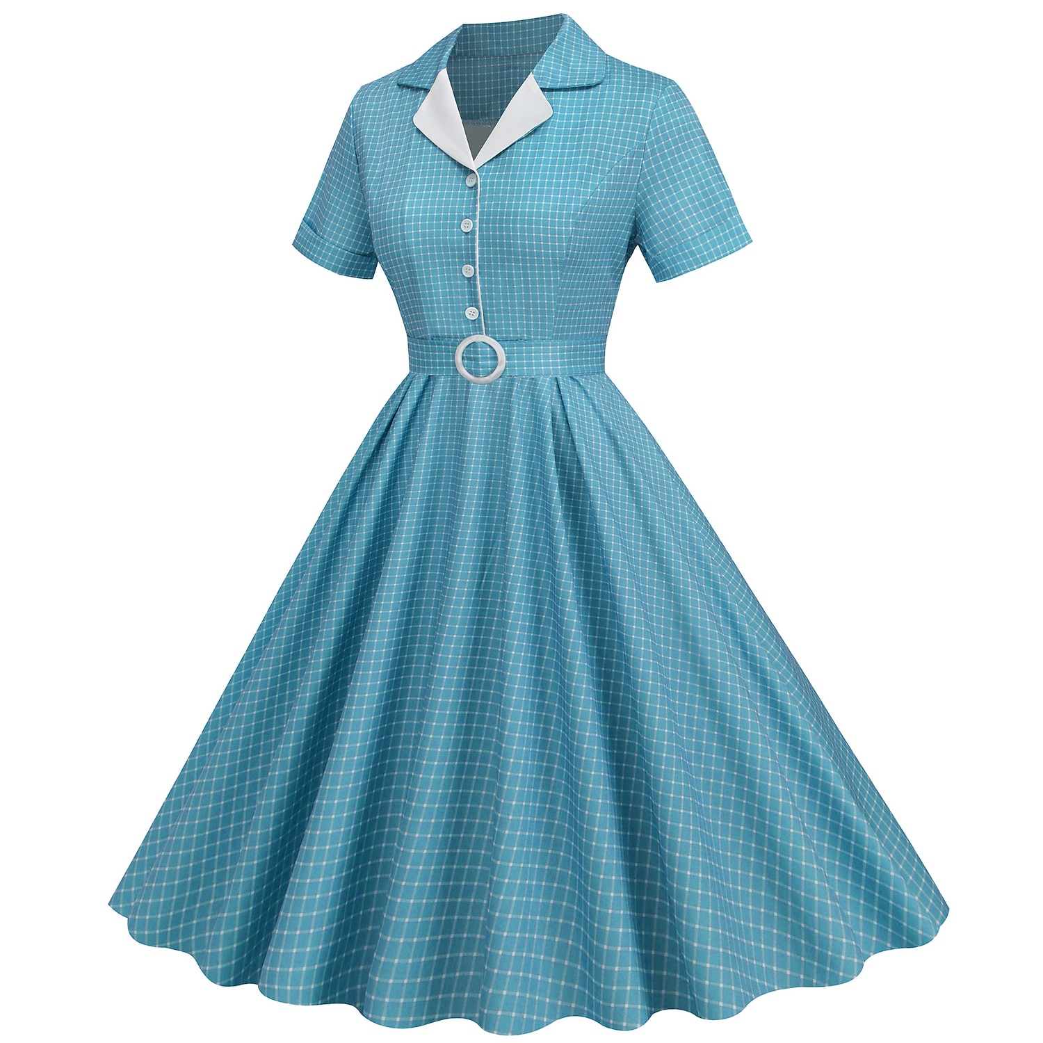 Retro 50. léta Rockabilly Ke kolenům Houpací šaty Flare šaty Košilové šaty S páskem Pléd Dámské Karneval Plesová maškaráda Čajový dýchánek Běžné / Denní Retro tematická párty Dospělé Šaty Jaro léto 2025 - $29.99 –P9