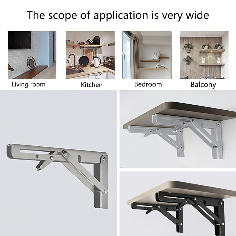 2pcs Heavy Duty Folding Shelf Brackets - 8", 10" & 12" - Wall Mounted for Bench Table with Screws 2025 - $17.99 –P7