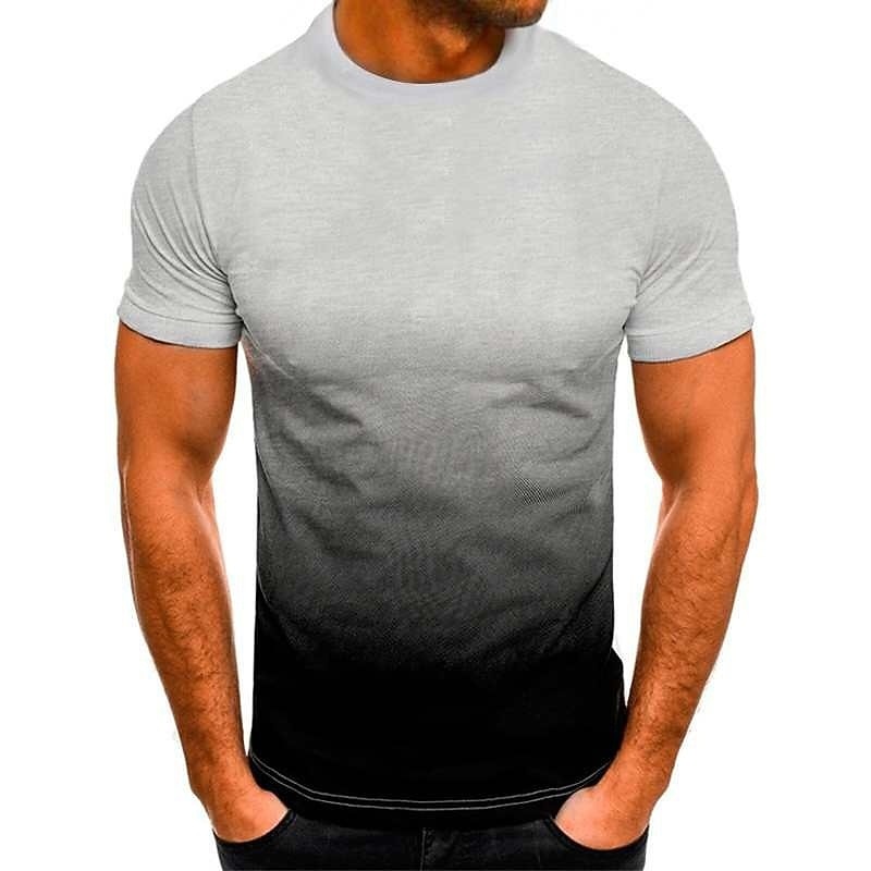 Men's T shirt Tee Tee Top Gradient Crew Neck Street Vacation Short Sleeves Clothing Apparel Fashion Sport Basic 2026 - $13.49 –P6