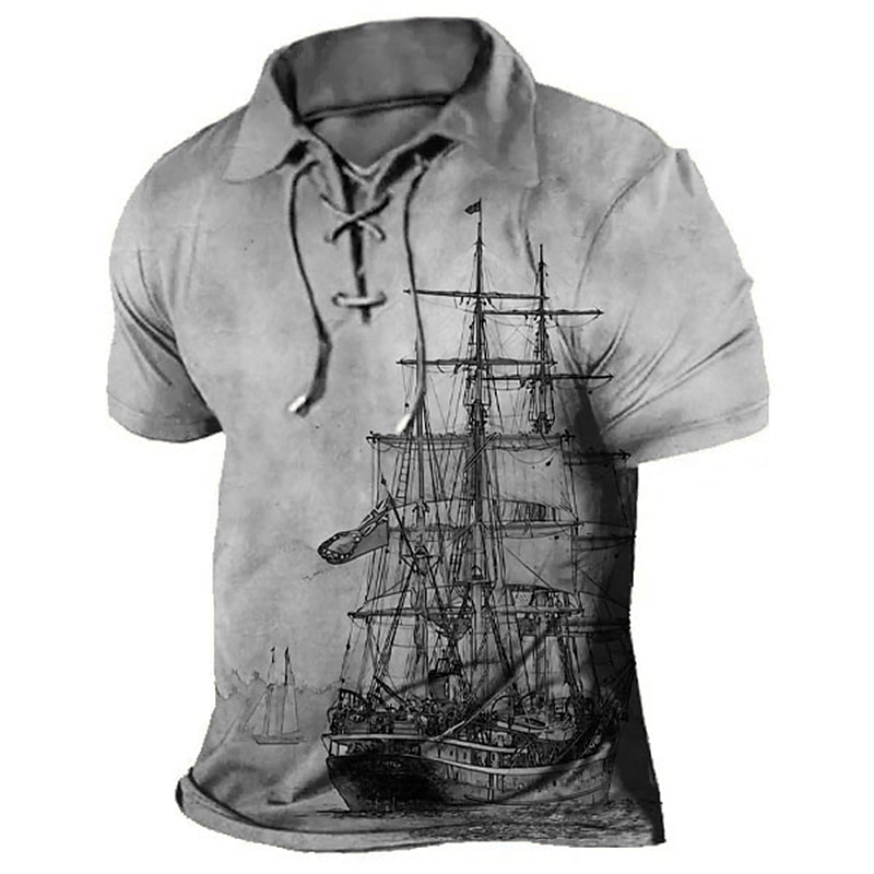 Bărbați Imprimeu Grafic Epocă Barcă Tricou POLO Cămașă de golf Manșon scurt Cămașă Răsfrânt În aer liber Stradă Albastru Lac Albastru piscină Maro Kaki Gri Cordon Imprimeu Îmbrăcăminte Sport Modă Șic 2025 - $22.99 –P2