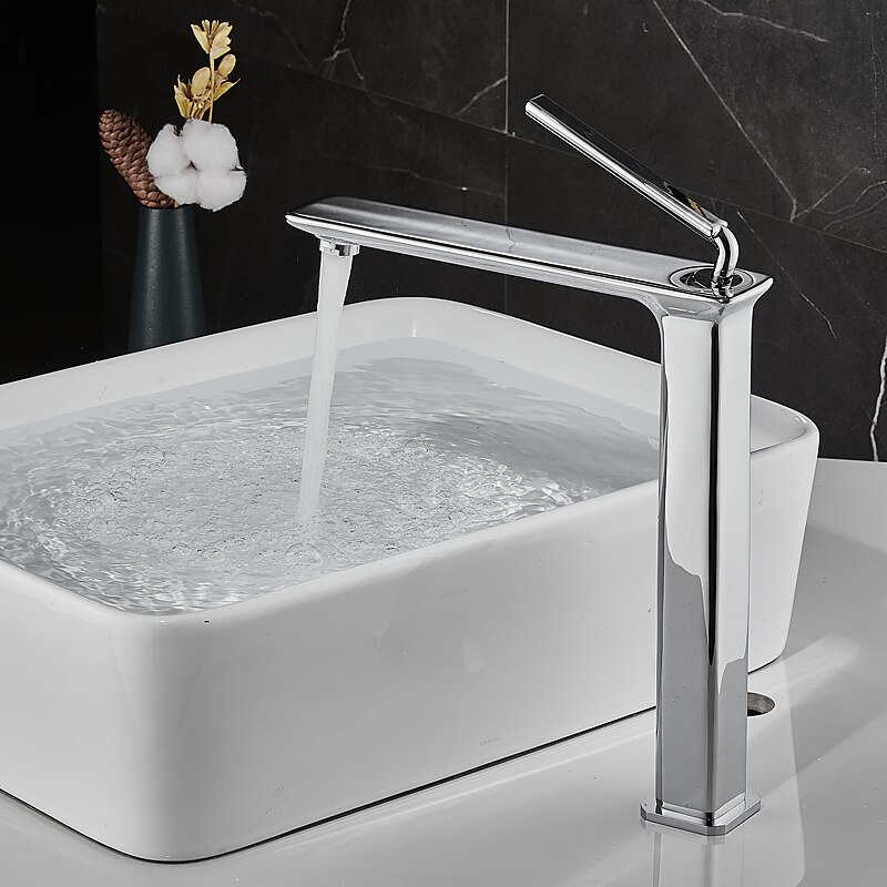 Basin Sink Mixer Faucet Brass, Tall/Short Bathroom Tap Single Handle One Hole Deck Mounted with Cold Hot Hose Bath Taps Vessel Water Tap 2026 - $173.99 –P10