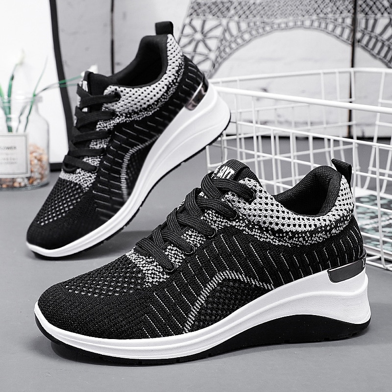 Női Tornacipők Rózsaszín Magasító cipők Flyknit cipő Szabadtéri Napi Színes Nyár Rejtett sarok Kerek orrú Sportos Alkalmi minimalizmus Futócipő Gyalogló Repülő szövés Fűzős Fekete Arcpír rózsaszín 2025 - $32.99 –P5