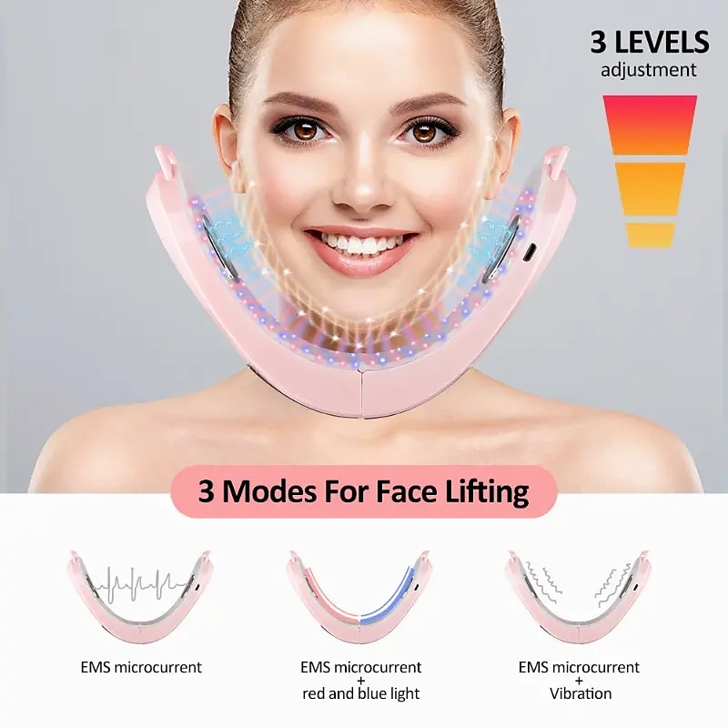 EMS Facial Lifting Massager Double Chin V Shape Lift Belt Red Blue Light LED Face Slimming Vibration Face Lift Devices Skin Care Perfect Birthday Gift For Mother Girls Women 2025 - $36.99 –P6