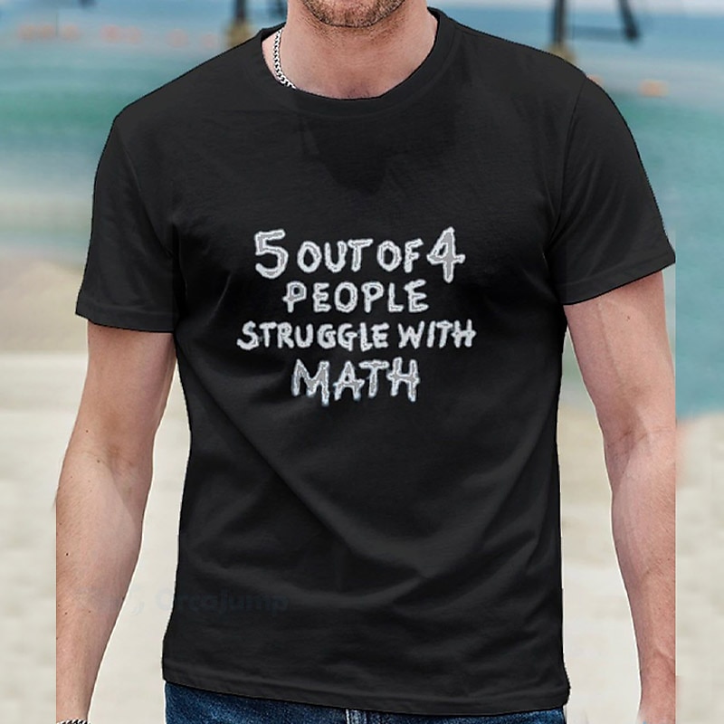 Herre Store størrelser Big Tall T skjorte T-skjorter Crewneck Svart Kort Erme utendørs Ut på byen Trykt mønster Bokstaver Klær Bomullsblanding Gatemote Stilfull Fritid 2025 - $12.99 –P1
