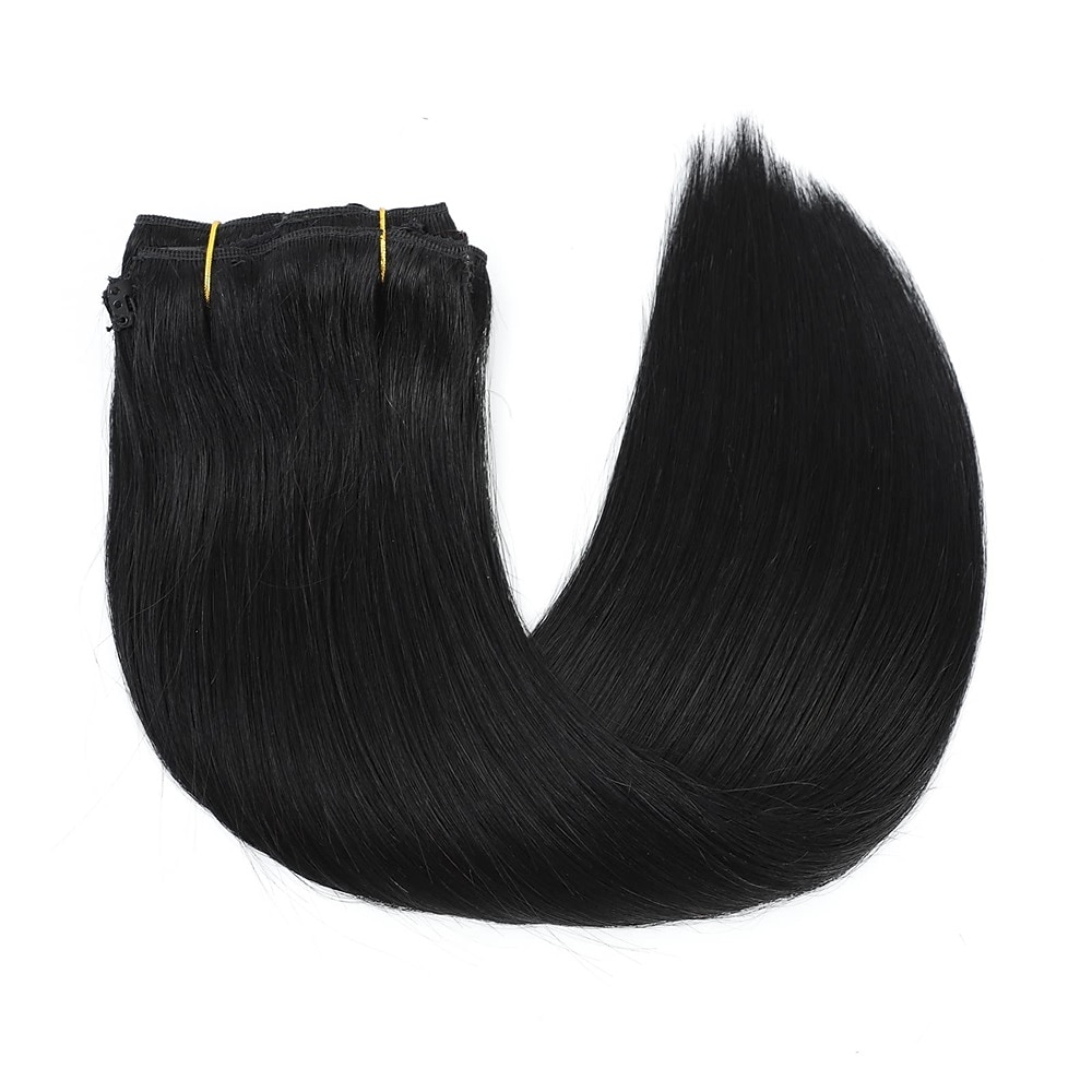 Clip in Hair Extensions Real Human Hair 9pcs 130g Jet Black Hair Extensions Straight Natural Soft Thick Remy Extensions Straight Clip in Hair Extensions Human Hair 22inch Jet Black Color 2025 - $104.99 –P6