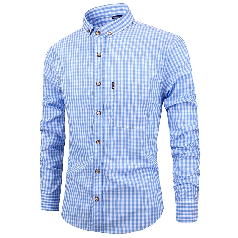 Men's Casual Shirt Button Up Shirt Checked Shirts Black Red Deep Blue Light Blue Long Sleeve Plaid Square Neck Vacation Daily Wear Button-Down Clothing Apparel Cotton Fashion Leisure Hawaiian 2025 - $31.99 –P5