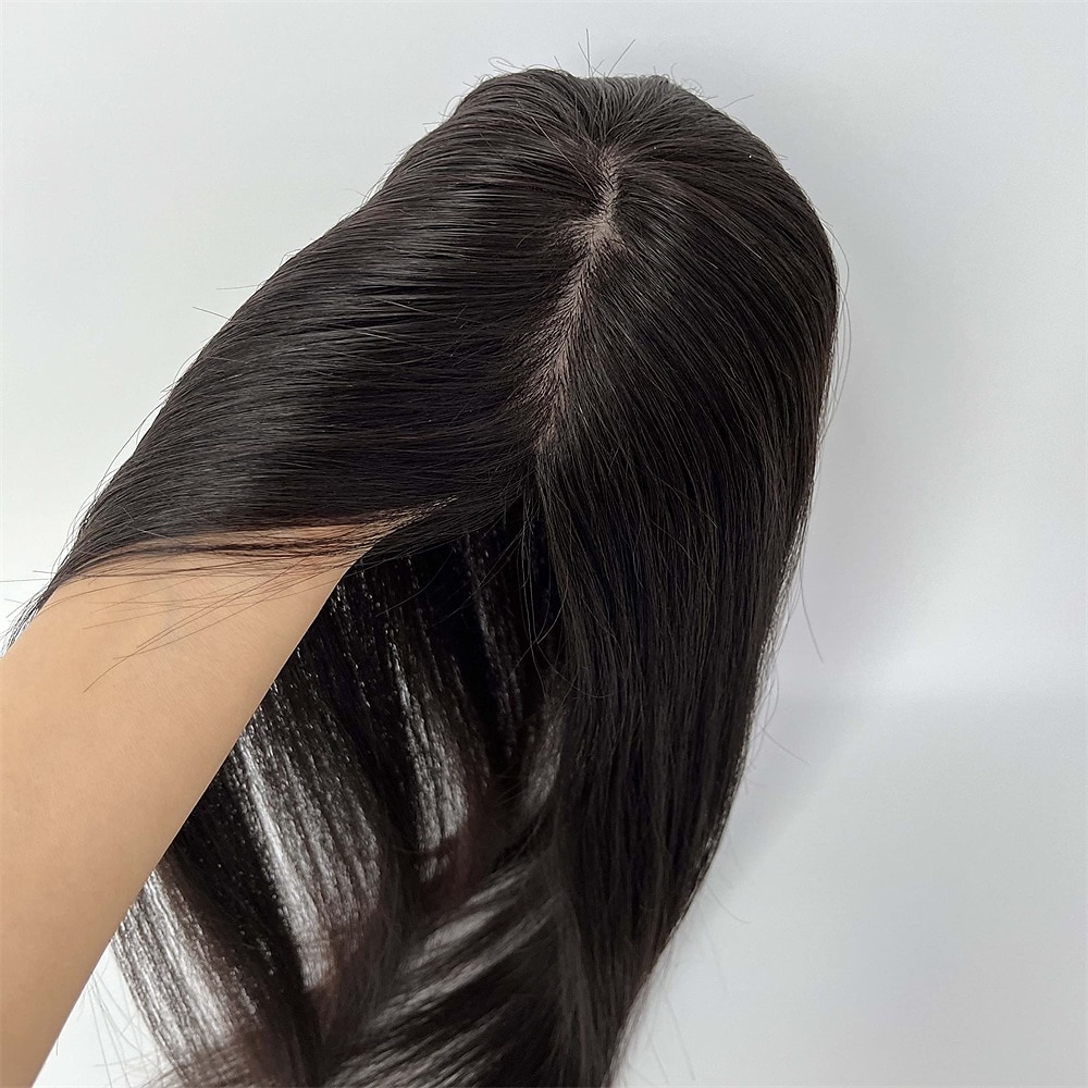 haar toppers voor vrouwen 100% remy menselijk haar topper haarstukje 12*13cm volledige zijde basis steil haar voor dunner wordend haar haaruitval cover grijs haar 2025 - $172.99 –P3