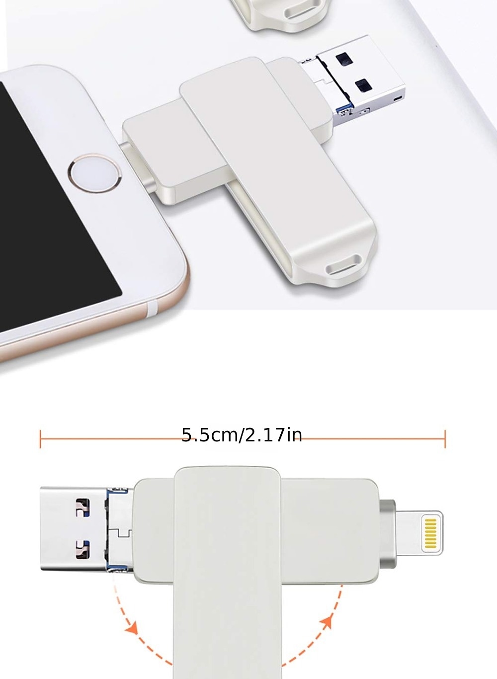 3 in 1 usb flash drives, 32 gb 64 gb 128 gb iphone ipad usb flash 3.0 pendrive memory stick voor iphone ipad android pc 2025 - $25.99 –P7