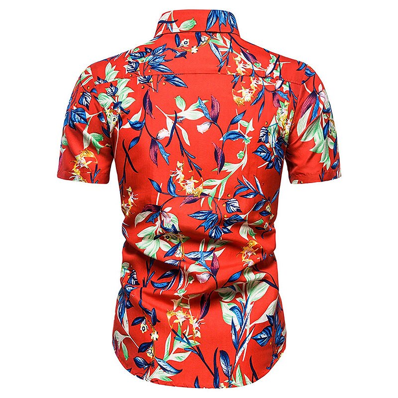 Men's Shirt Summer Shirt Button Up Shirt Casual Shirt Beach Shirt Summer Hawaiian Shirt Red Purple Short Sleeve Florals Shirt Collar Outdoor Going out Print Clothing Apparel Streetwear Stylish Casual 2025 - $19.99 –P2