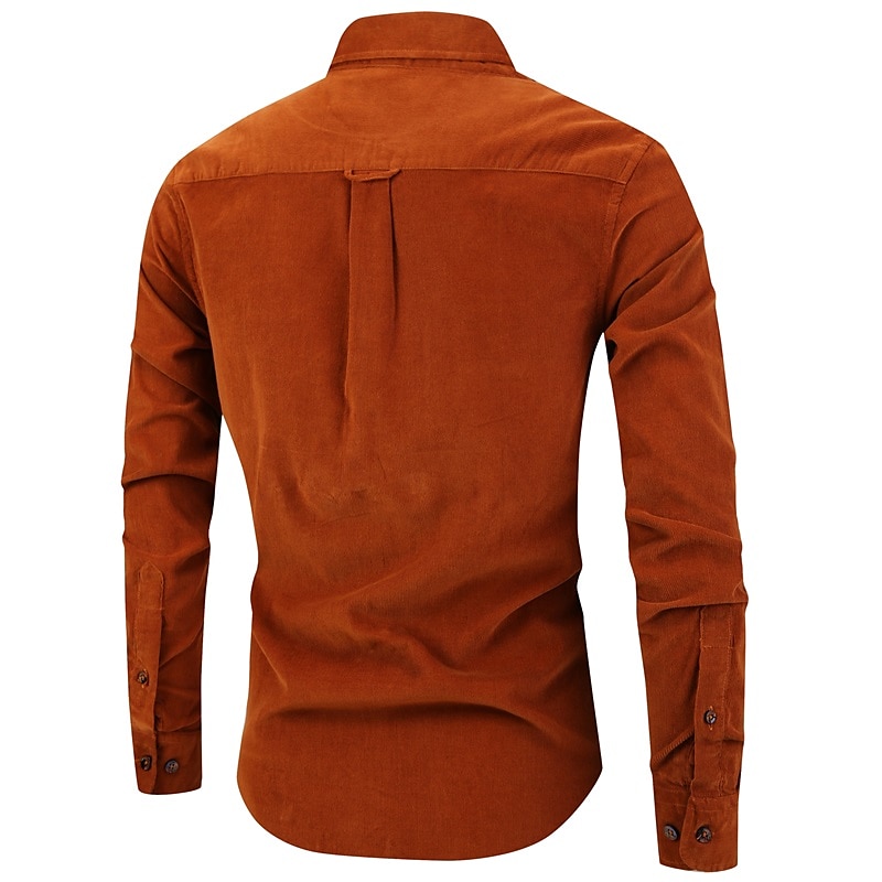 Miesten Rento paita Vakosamettipaita Button Up paita Tavallinen Loma Arki-asut Tumman ruskea Laivaston sininen Kahvi Pitkähihainen Nelikulmainen kaula-aukko Kesä Vaatetus Tasku 2025 - $17.99 –P2