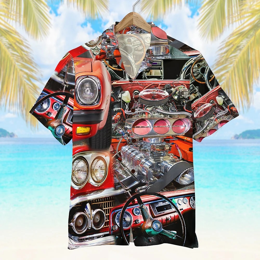Bărbați Peisaj Cămașă Cămașă hawaiană Cămașă Aloha Manșon scurt Cămașă Răsfrânt Modă Designer Casual În aer liber Stradă Casual Roșu-aprins Albastru piscină Verde Închis Tipărire 3D S M L 2025 - $24.99 –P4
