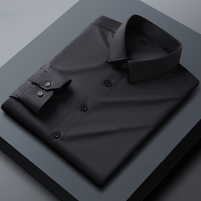 Ανδρικά Πουκάμισο Επίσημο Πουκάμισο Σκέτο Γάμου Γραφείο & Καριέρα Μαύρο Λευκό Κρασί Μπλε Μακρυμάνικο Απορρίπτω Άνοιξη & Χειμώνας Ρούχα Βασικό 2026 - $23.99 –P5
