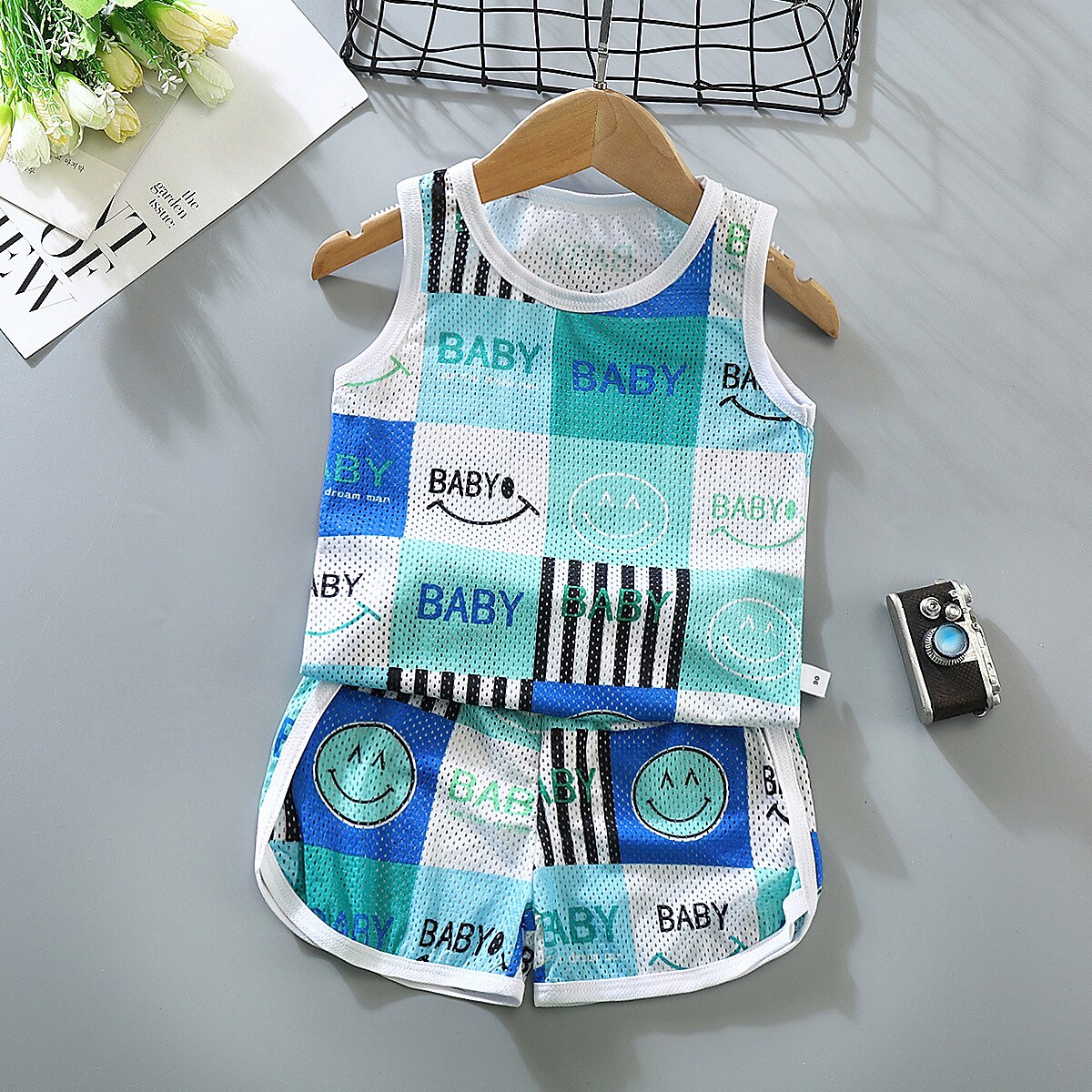 2 elementy Brzdąc Dla chłopców Tank top i spodenki Strój Zwierzę Kreskówki Bez rękawów Bawełna Ustawić Na zewnątrz Moda Codzienny Lato Wiosna 3-7 lat Niebieski dinozaur Pióro Samochód 2025 - $7.99 –P4