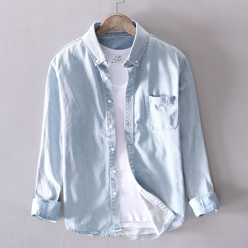 Homme Chemise Chemise en jean Chemise décontractée Noir Bleu Bleu clair manche longue Plein Revers Plein Air Vacances Poche Vêtement Tenue Mode Loisir Chemise hawaïenne de 2026 ? $44.99 –P3