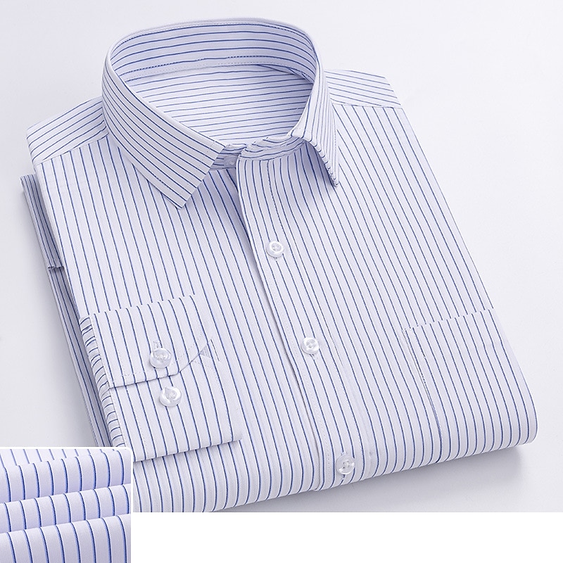 Voor heren Overhemd Gestreept Bruiloft Toimisto & ura Wit Licht Paars Licht Grijs Donker Grijs Lange mouw Strijkijzer Lente & Herfst Kleding Afdrukken 2025 - $28.99 –P3