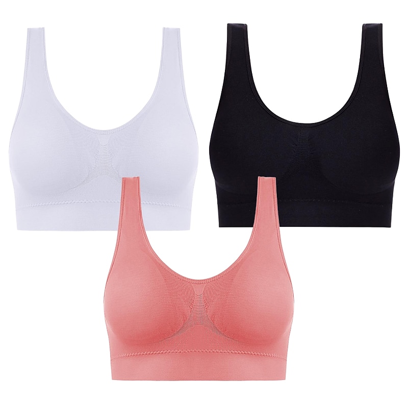 Women's Sports Bra High Support Removable Pad Wireless Solid Color Black White Yoga Fitness Gym Workout Bra Top Sport Activewear High Impact Breathable Quick Dry Stretchy Slim 2025 - $17.99 –P8