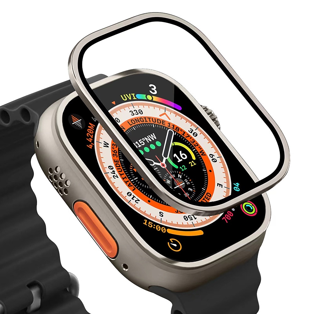 чехол для часов для apple watch ultra 49 мм защитная пленка для экрана 49 мм 9h закаленное стекло рамка из титанового сплава сохранить оригинальную сенсорную легкую защитную стеклянную пленку для 2025 - $9.99 –P7
