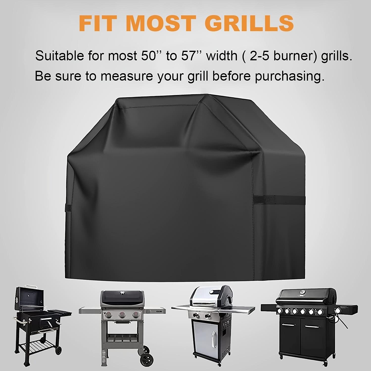 grilltrekk, grilldeksel, vanntett, værbestandig, rip-sikker, anti-uv, falmingsbestandig, med justerbar stropp, 57 tommer, svart 2025 - $21.99 -P2