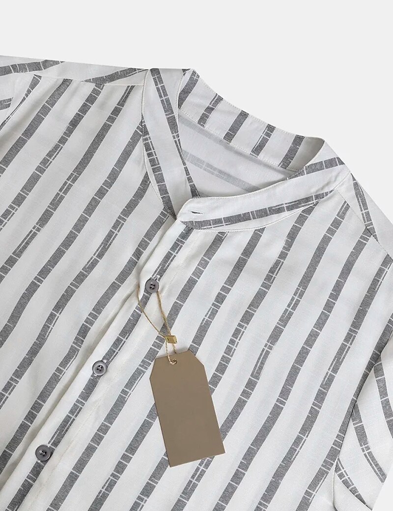 Per uomo Maglietta informale Camicia estiva Camicia da spiaggia Bianco Rosa Blu Manica lunga A strisce Colletto Primavera estate Hawaiano Per eventi Abbigliamento Stampa del 2025 a $22.99 –P7