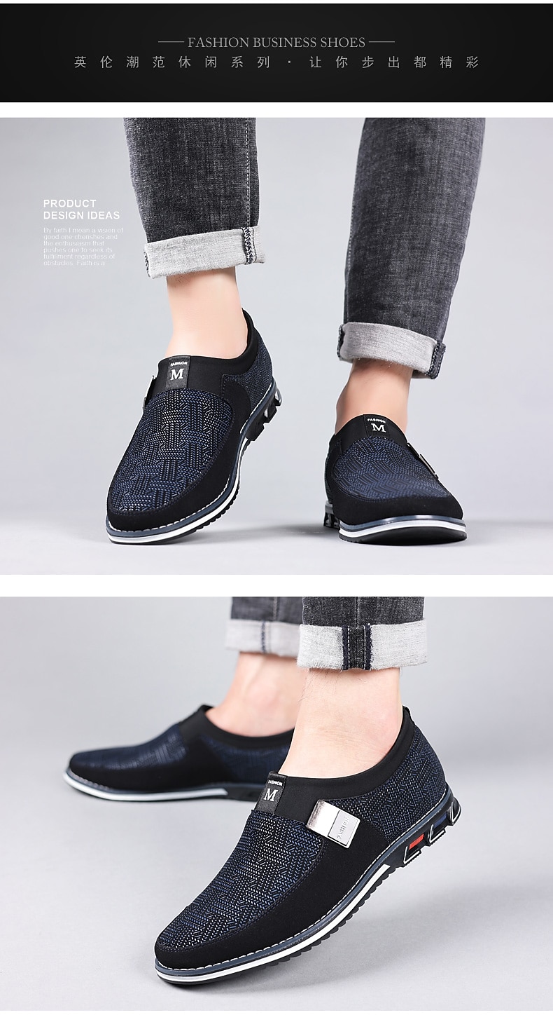 mocasini casual pentru bărbați – pantofi respirabili cu model negru și gri, cu cataramă metalică, confortabili și ușori pentru purtarea de zi cu zi 2025 - $46.99 –P5